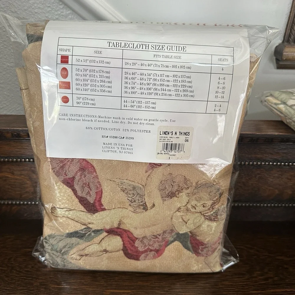 Linens N Things Holiday Tablecloth 60x120 Inch Cheribini Antique Gold Oblong New